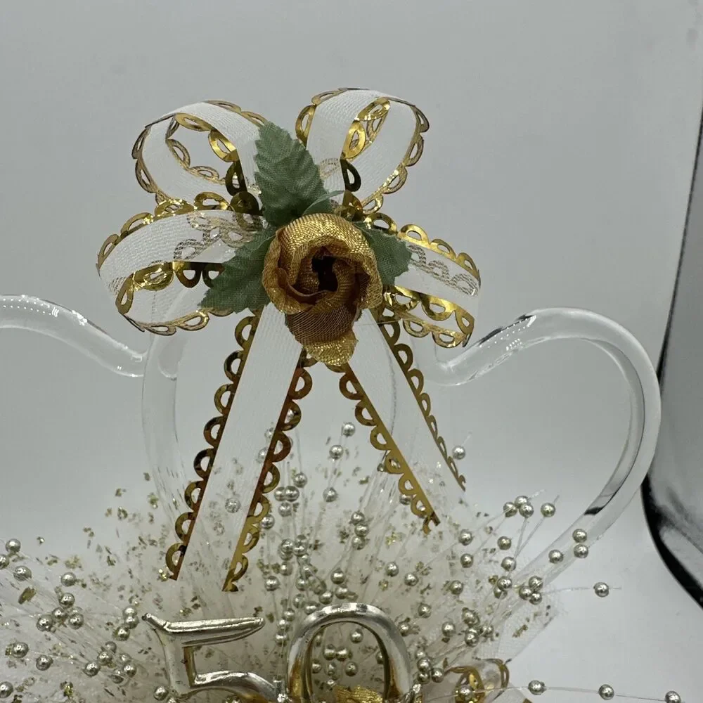Vintage Cake Topper 50th Anniversary Wedding And Display Case Treasure Masters